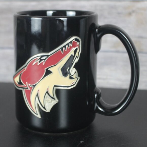 Arizona Coyotes Hockey Team Coffee Mug Black Pewter Raised Logo Heavy Duty EUC - Picture 6 of 6